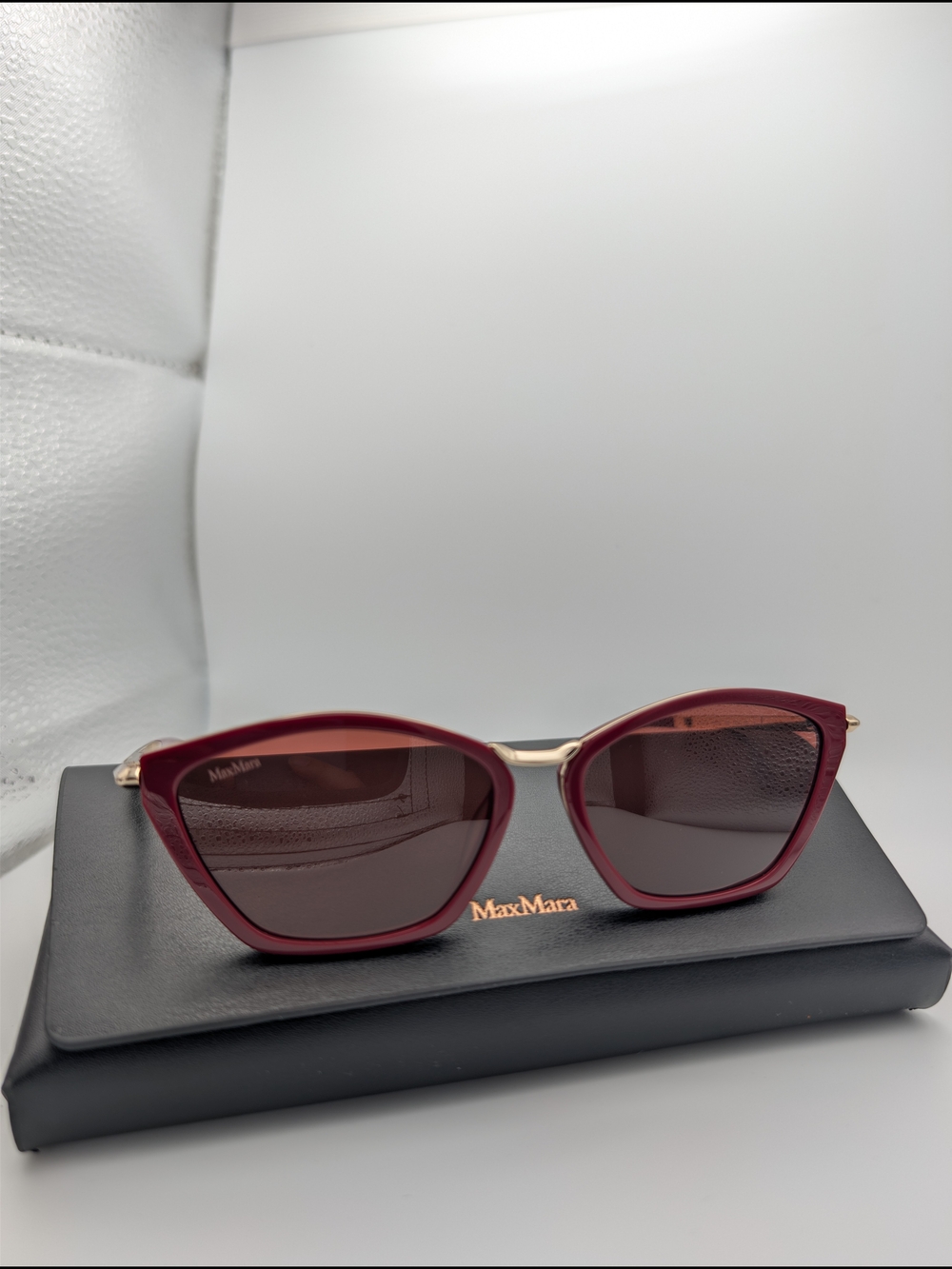 NWT Max Mara Miller7 Burgundy Sunglasses MM0162 Gold Accent Eyewear